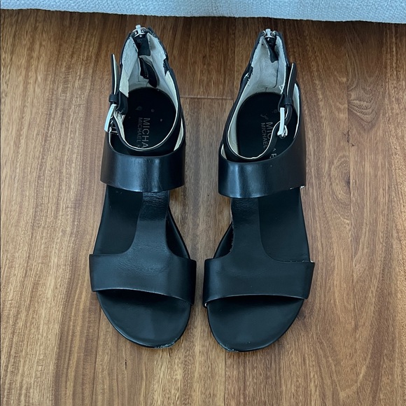 Michael Kors Black Leather Sandals - Picture 1 of 5
